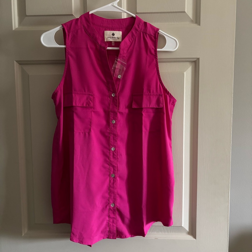 Vibrant Pink Sleeveless Blouse